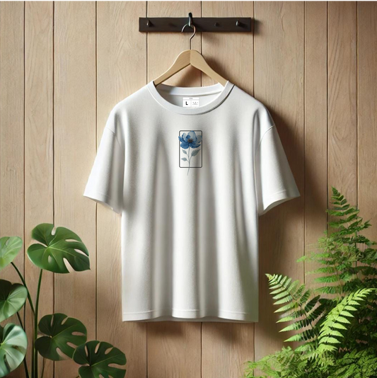 BLUE FLORAL STEM Drop Shoulder t-shirt
