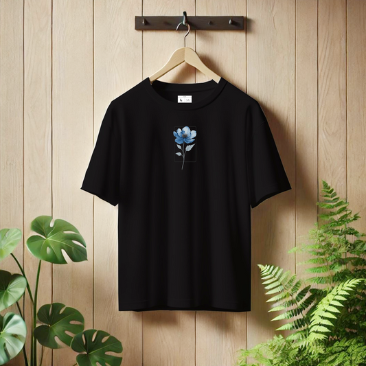 BLUE FLORAL STEM Drop Shoulder T-shirt.